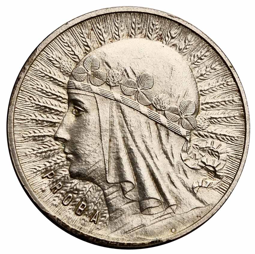 II RP 1 złoty 1932, głowa kobiety, PRÓBA, srebro z kolekcji Włodzimierza Głuchowskiego